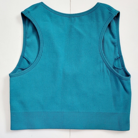 NWOT Ribbed Teal Muscle T Bra top - Picture 7 of 8